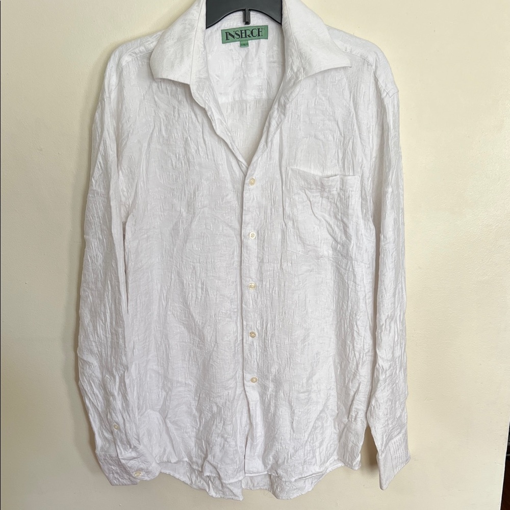 Inserch Classic White Men's Casual Button-Down Shirt